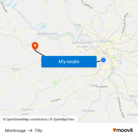 Montrouge to Tilly map