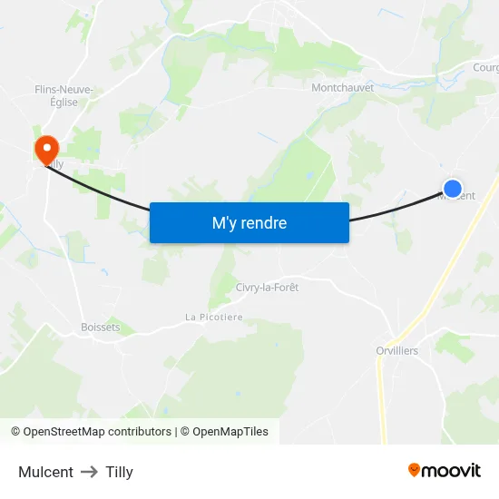 Mulcent to Tilly map