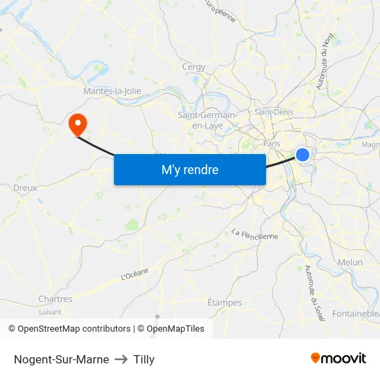 Nogent-Sur-Marne to Tilly map
