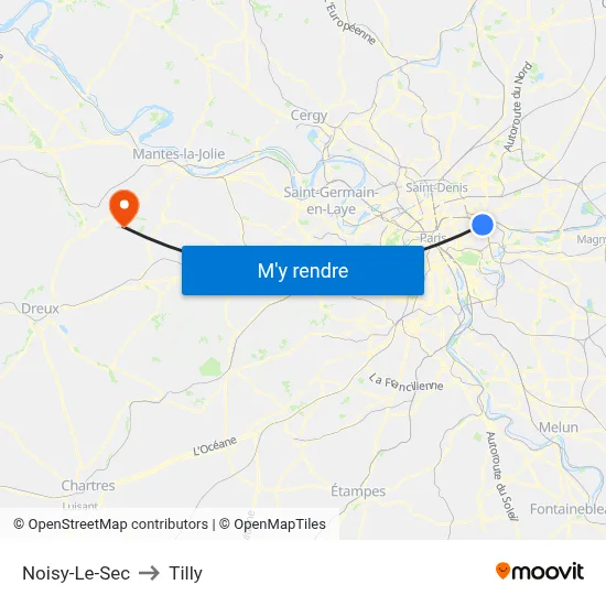 Noisy-Le-Sec to Tilly map