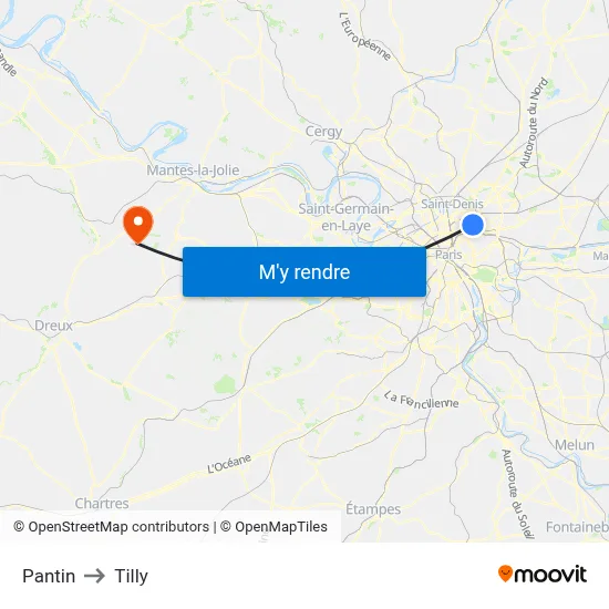 Pantin to Tilly map