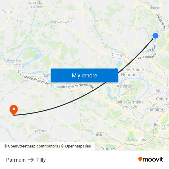 Parmain to Tilly map