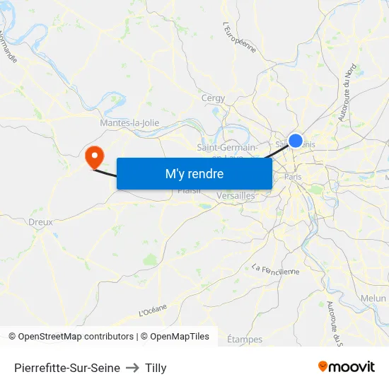 Pierrefitte-Sur-Seine to Tilly map