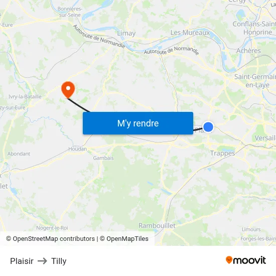 Plaisir to Tilly map