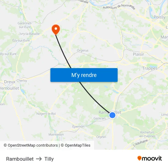 Rambouillet to Tilly map