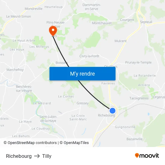 Richebourg to Tilly map