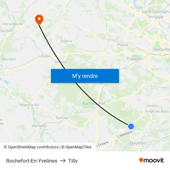 Rochefort-En-Yvelines to Tilly map