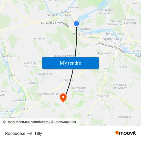 Rolleboise to Tilly map
