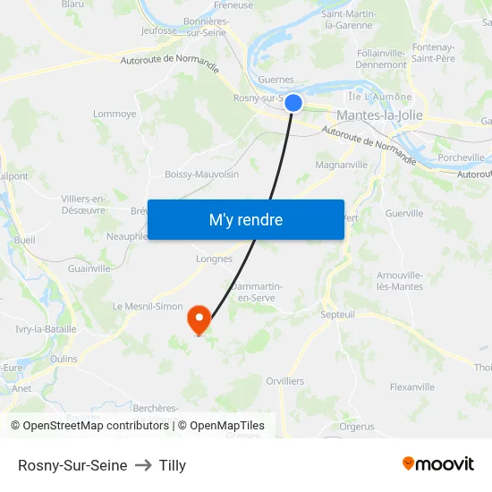 Rosny-Sur-Seine to Tilly map