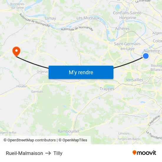 Rueil-Malmaison to Tilly map