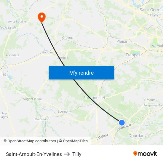 Saint-Arnoult-En-Yvelines to Tilly map