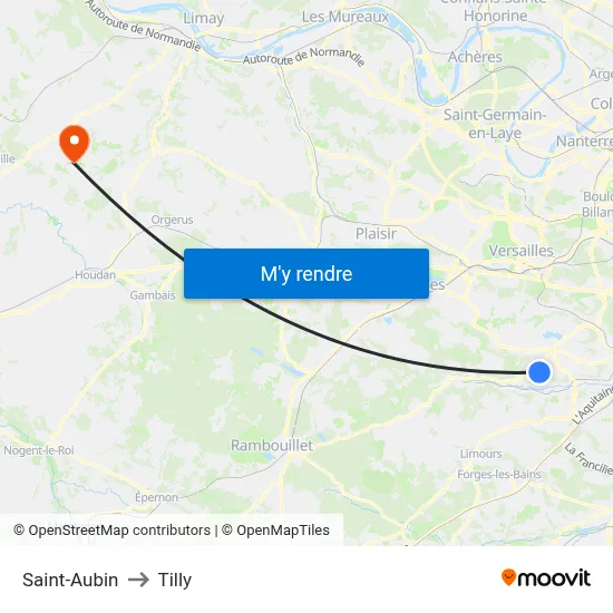 Saint-Aubin to Tilly map