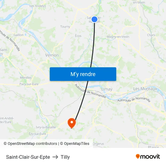 Saint-Clair-Sur-Epte to Tilly map