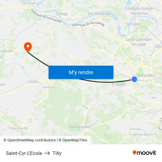 Saint-Cyr-L'Ecole to Tilly map