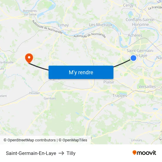 Saint-Germain-En-Laye to Tilly map