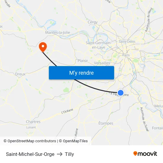 Saint-Michel-Sur-Orge to Tilly map
