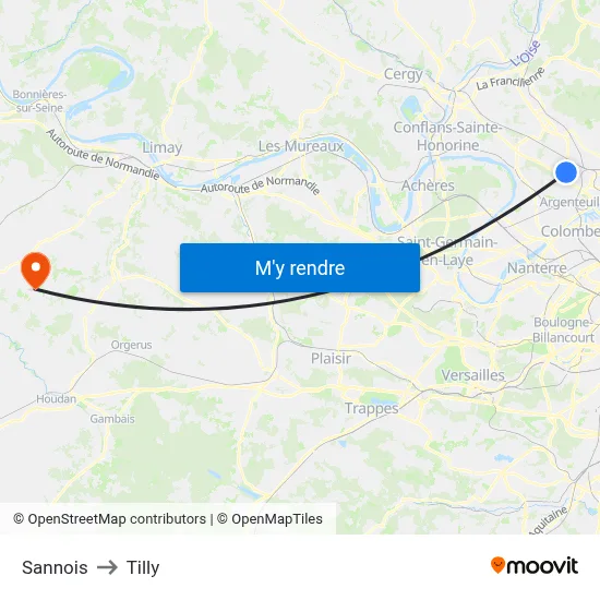 Sannois to Tilly map