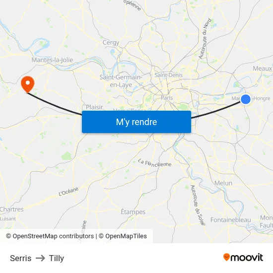 Serris to Tilly map