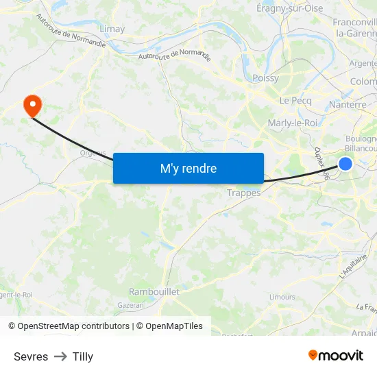Sevres to Tilly map