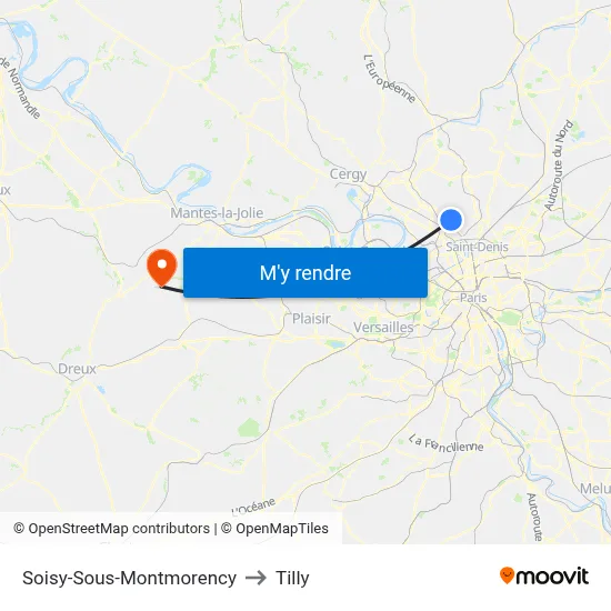 Soisy-Sous-Montmorency to Tilly map