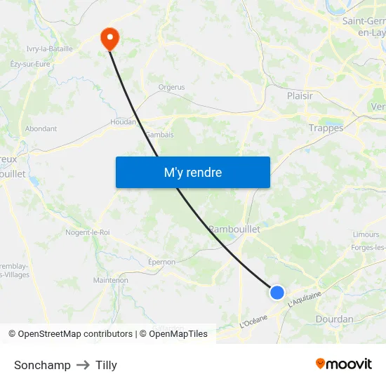 Sonchamp to Tilly map