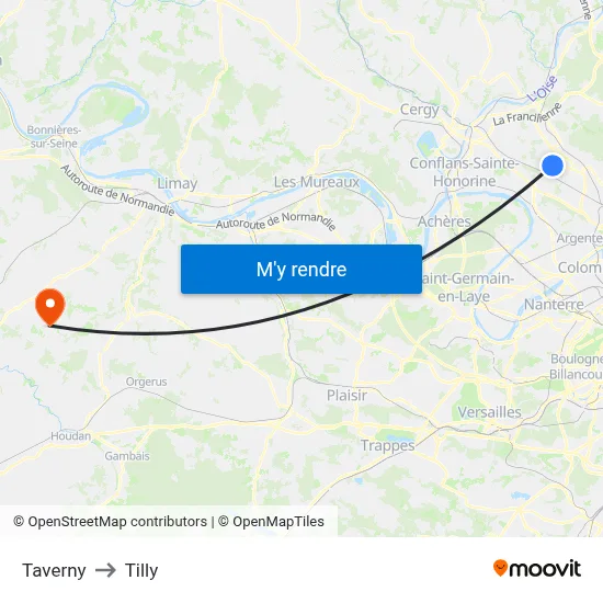 Taverny to Tilly map