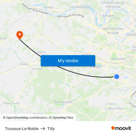 Toussus-Le-Noble to Tilly map