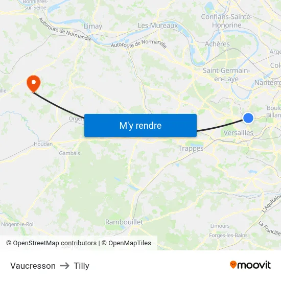 Vaucresson to Tilly map