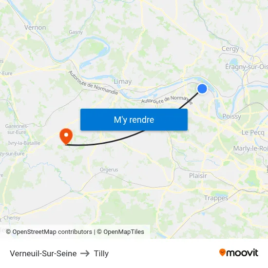 Verneuil-Sur-Seine to Tilly map