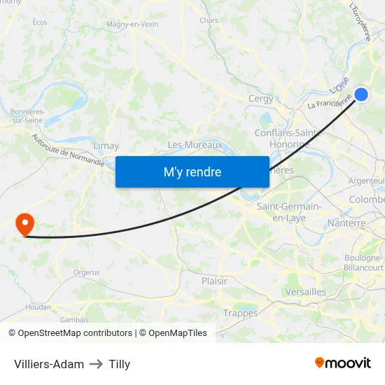 Villiers-Adam to Tilly map