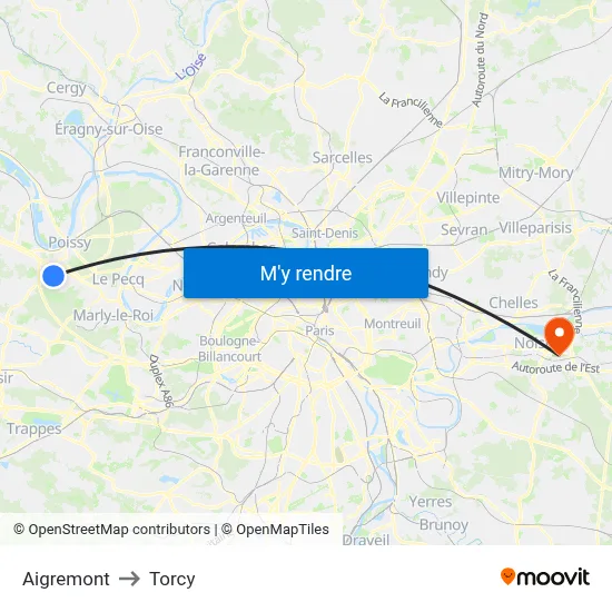Aigremont to Torcy map