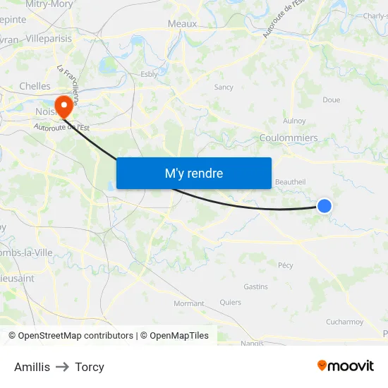 Amillis to Torcy map