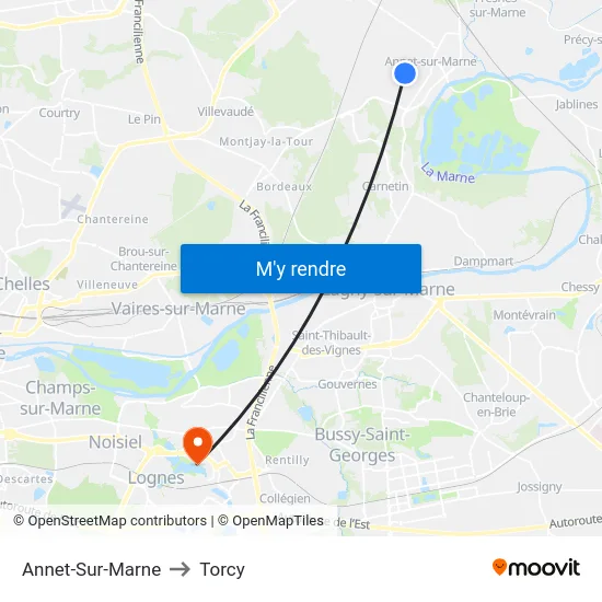 Annet-Sur-Marne to Torcy map