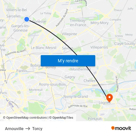 Arnouville to Torcy map