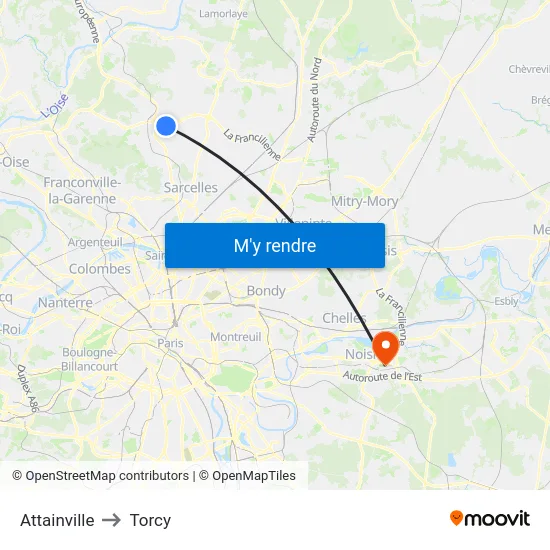 Attainville to Torcy map