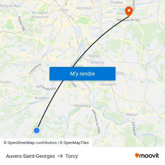 Auvers-Saint-Georges to Torcy map