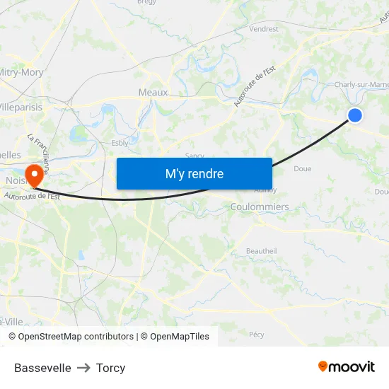 Bassevelle to Torcy map