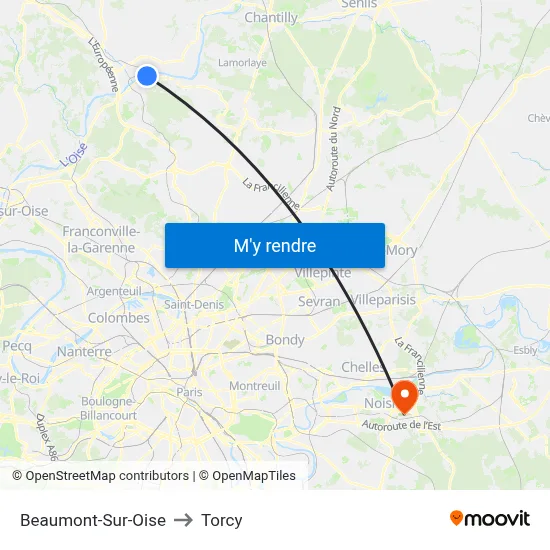 Beaumont-Sur-Oise to Torcy map
