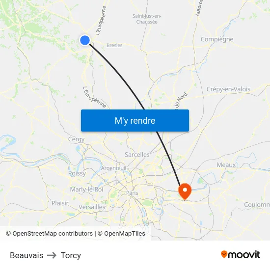 Beauvais to Torcy map
