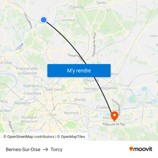 Bernes-Sur-Oise to Torcy map