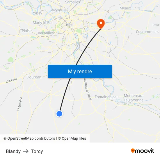 Blandy to Torcy map