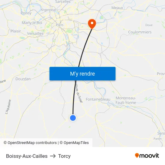 Boissy-Aux-Cailles to Torcy map