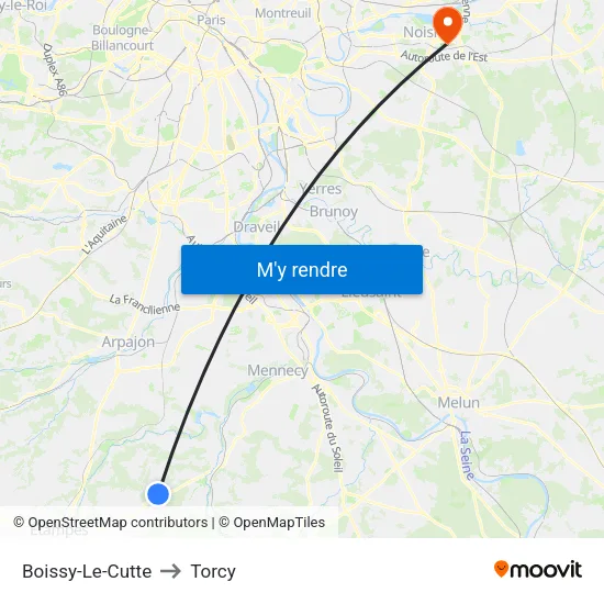 Boissy-Le-Cutte to Torcy map