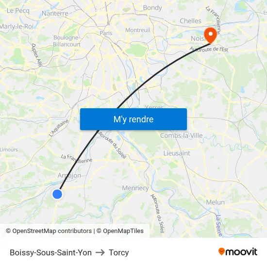 Boissy-Sous-Saint-Yon to Torcy map