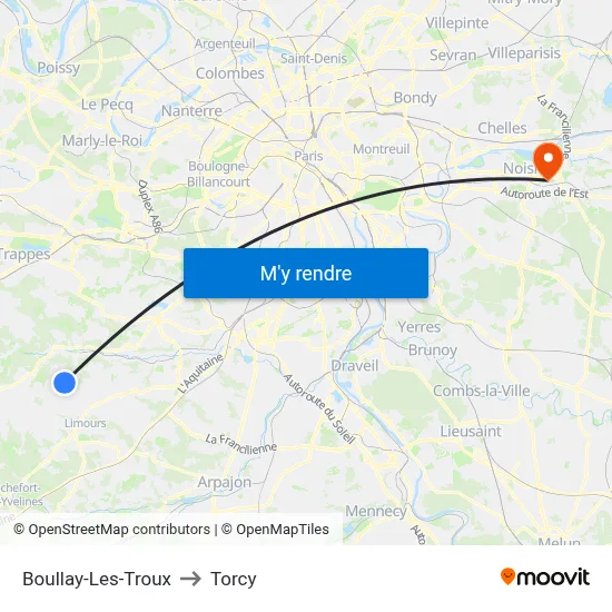 Boullay-Les-Troux to Torcy map