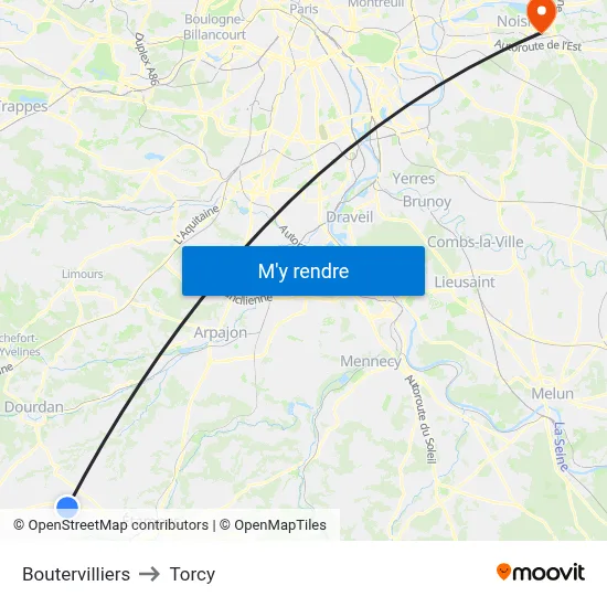 Boutervilliers to Torcy map