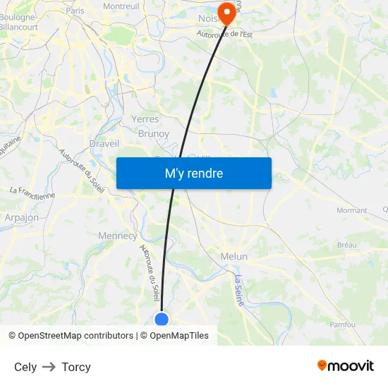 Cely to Torcy map