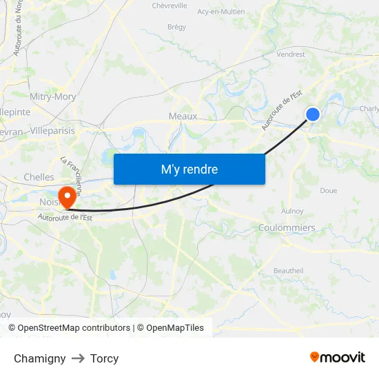 Chamigny to Torcy map
