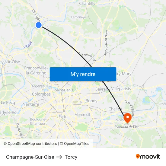 Champagne-Sur-Oise to Torcy map