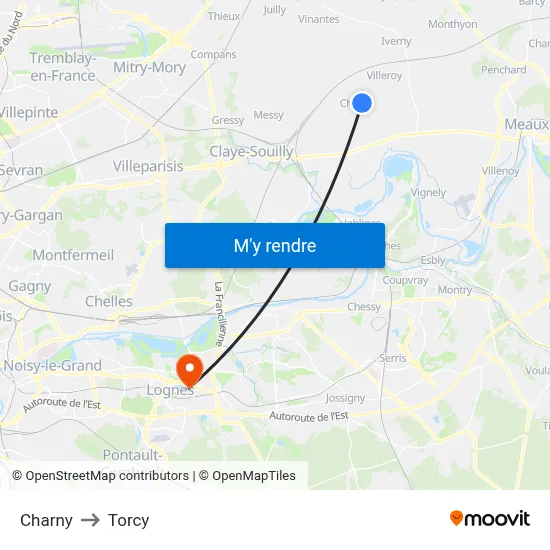 Charny to Torcy map